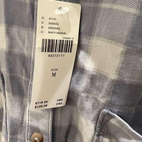 NWT new medium Anthropologie pilcro Hadley button down shirt blue plaid flannel - Picture 5 of 17